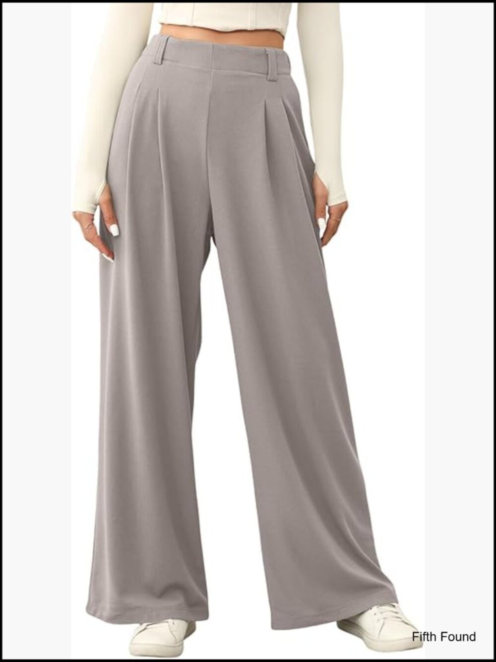Wide Leg Pants Elastic High Waisted Waffle Knit Work Palazzo Trousers Pockets